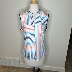 Kinona Sleeveless Golf Top Shirt Women's M Striped EUC